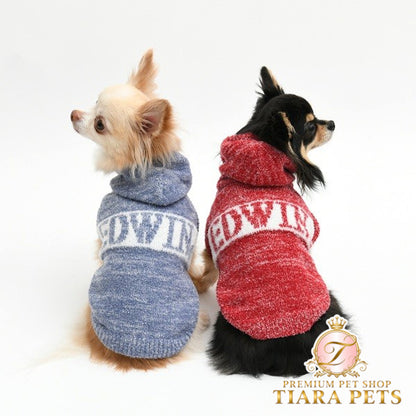 エドウイン EDWIN フード付もこもこロゴスウェット【犬服 ドッグウエア ウエア ルームウエア トップス パーカー フーディ スウェット トレーナー カジュアル】