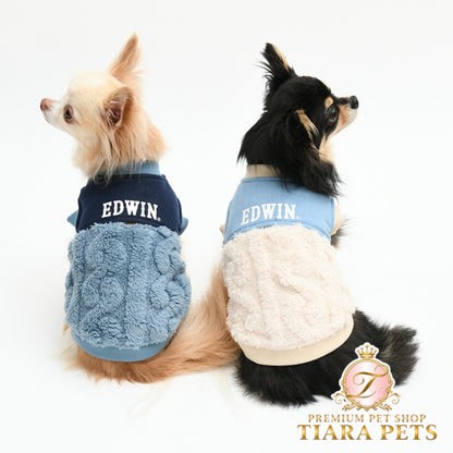 エドウイン EDWIN デニム切り替えふわもこスウェット【犬服 ドッグウエア ウエア トップス パーカー フーディ スウェット トレーナー カジュアル】