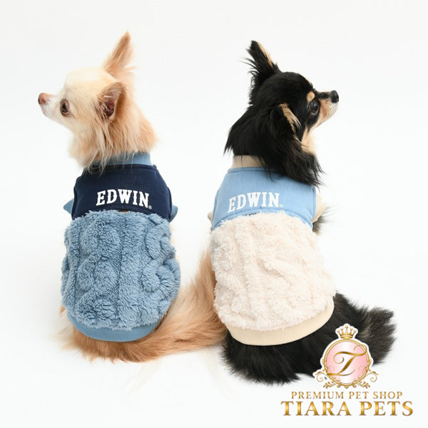 エドウイン EDWIN デニム切り替えふわもこスウェット【犬服 ドッグウエア ウエア トップス パーカー フーディ スウェット トレーナー カジュアル】