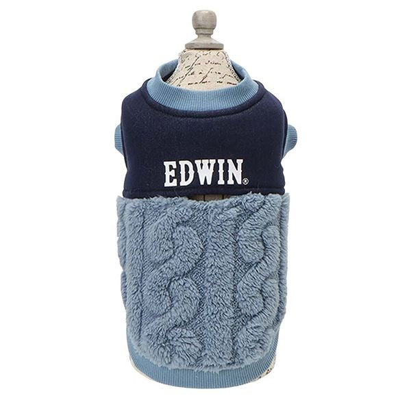 エドウイン EDWIN デニム切り替えふわもこスウェット【犬服 ドッグウエア ウエア トップス パーカー フーディ スウェット トレーナー カジュアル】