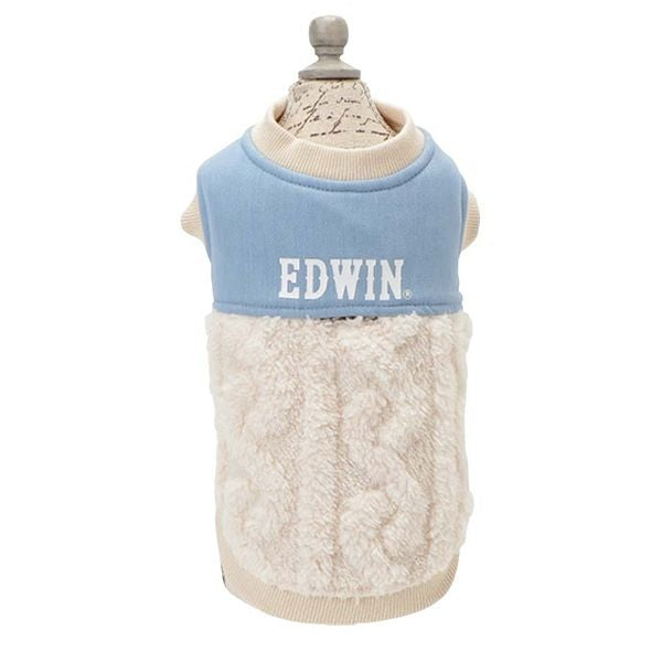 エドウイン EDWIN デニム切り替えふわもこスウェット【犬服 ドッグウエア ウエア トップス パーカー フーディ スウェット トレーナー カジュアル】