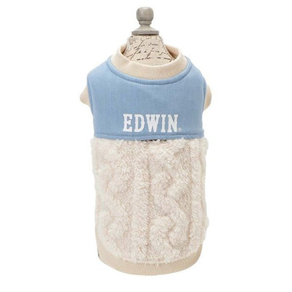 エドウイン EDWIN デニム切り替えふわもこスウェット【犬服 ドッグウエア ウエア トップス パーカー フーディ スウェット トレーナー カジュアル】