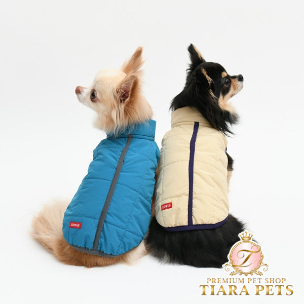エドウイン EDWIN ポイントカラーキルティングベスト【犬服 ドッグウエア ウエア アウター ボア ベスト カジュアル】