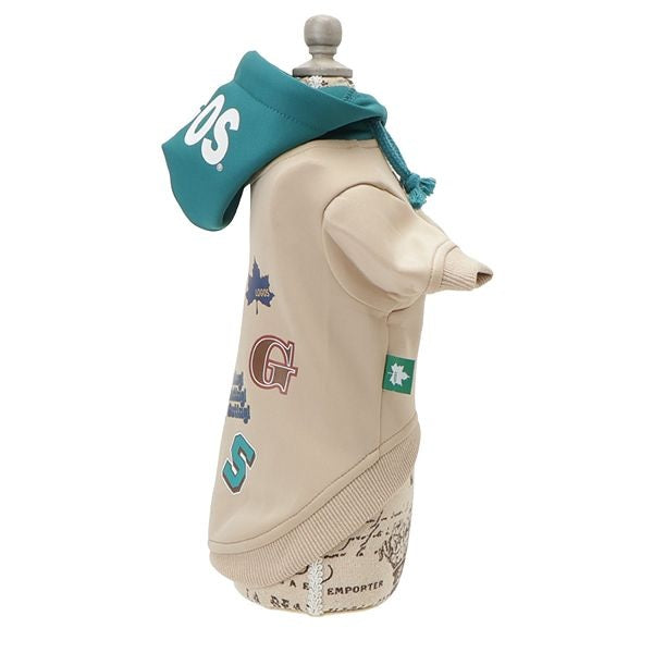 ロゴス LOGOS パッチ風デザインパーカー【犬服 ドッグウエア ウエア トップス パーカー フーディ スウェット トレーナー カジュアル】