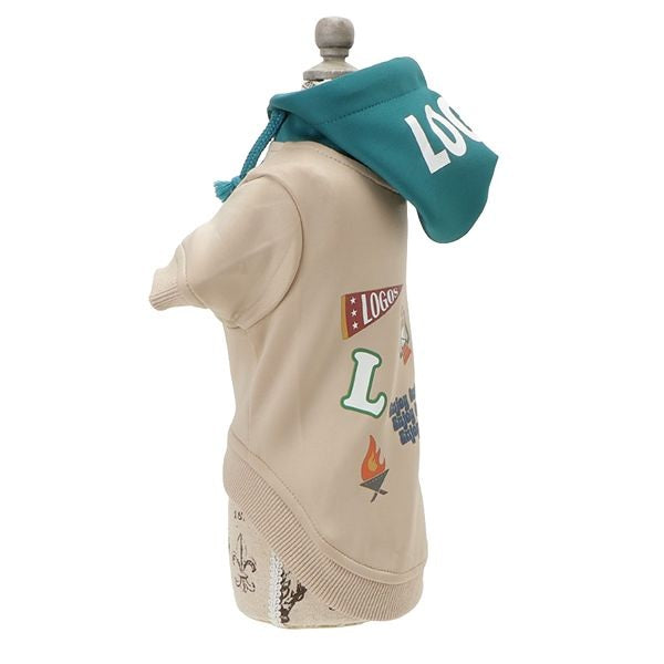 ロゴス LOGOS パッチ風デザインパーカー【犬服 ドッグウエア ウエア トップス パーカー フーディ スウェット トレーナー カジュアル】