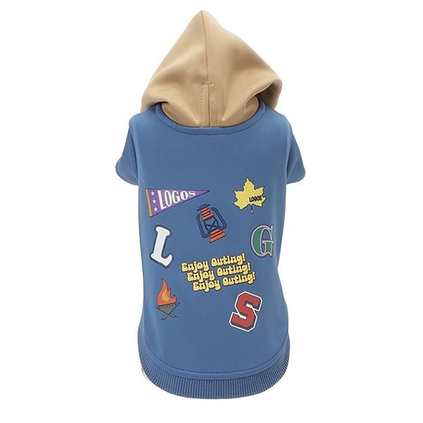 ロゴス LOGOS パッチ風デザインパーカー【犬服 ドッグウエア ウエア トップス パーカー フーディ スウェット トレーナー カジュアル】