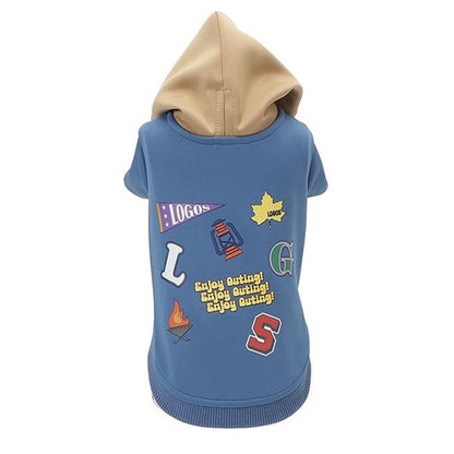 ロゴス LOGOS パッチ風デザインパーカー【犬服 ドッグウエア ウエア トップス パーカー フーディ スウェット トレーナー カジュアル】