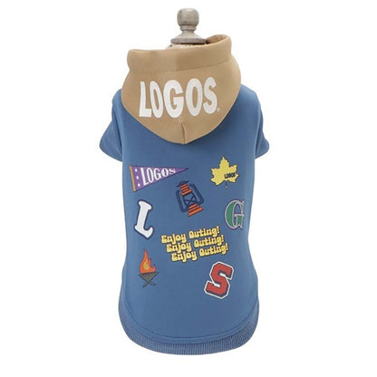 ロゴス LOGOS パッチ風デザインパーカー【犬服 ドッグウエア ウエア トップス パーカー フーディ スウェット トレーナー カジュアル】