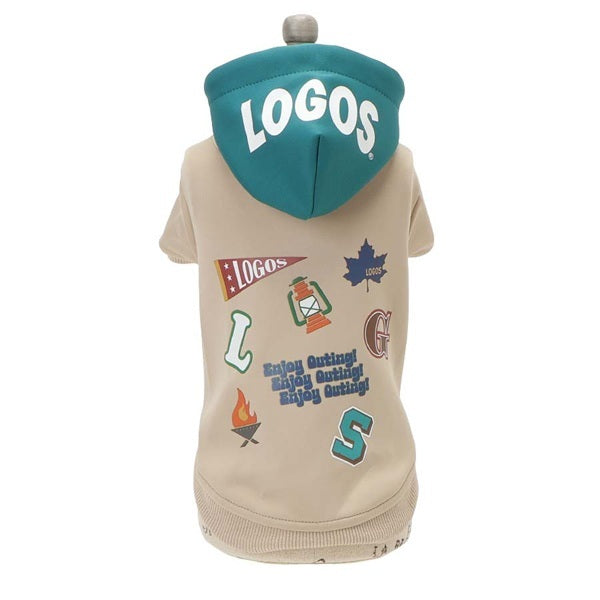 ロゴス LOGOS パッチ風デザインパーカー【犬服 ドッグウエア ウエア トップス パーカー フーディ スウェット トレーナー カジュアル】
