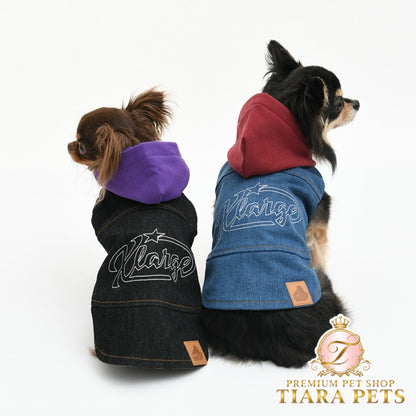エクストララージ XLARGE デニムフーディー【犬服 ドッグウエア ウエア トップス フーディ パーカー スウェット トレーナー カジュアル】