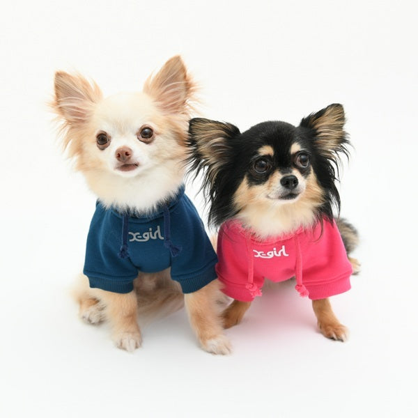 エックスガール X-girl ヒョウ柄ボックスロゴパーカー【犬服 ドッグウエア ウエア トップス フーディ パーカー カジュアル】