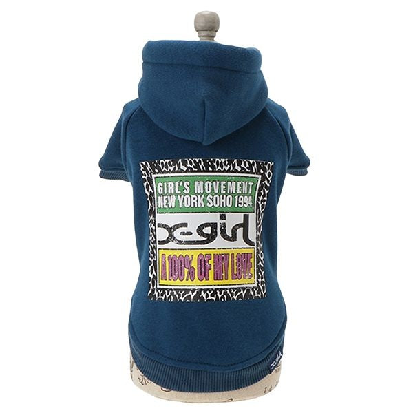 エックスガール X-girl ヒョウ柄ボックスロゴパーカー【犬服 ドッグウエア ウエア トップス フーディ パーカー カジュアル】