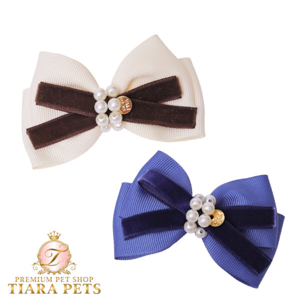 ゴッドピヴァ GODPIVA ☆ご予約☆ ベルベットレイヤードバレッタ【小型犬用 犬用 ヘアアクセサリー バレッタ リボン セレブ】