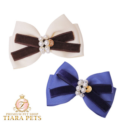 ゴッドピヴァ GODPIVA ☆ご予約☆ ベルベットレイヤードバレッタ【小型犬用 犬用 ヘアアクセサリー バレッタ リボン セレブ】