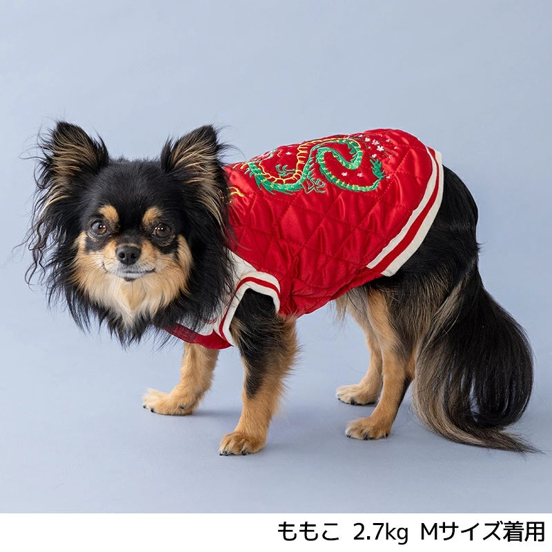 ディーズチャット D's CHAT ☆予約品☆ ドラゴン刺しゅうスカジャン【犬服 ドッグウェア アウター ジャケット コート スカジャン セレブ】