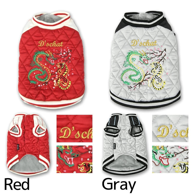 ディーズチャット D's CHAT ☆予約品☆ ドラゴン刺しゅうスカジャン【犬服 ドッグウェア アウター ジャケット コート スカジャン セレブ】