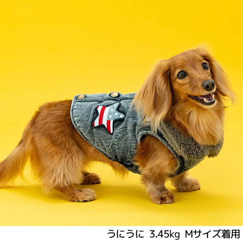 ディーズチャット D's CHAT ☆予約品☆ 星柄刺しゅうアウター【犬服 ドッグウェア アウター ジャケット コート セレブ】