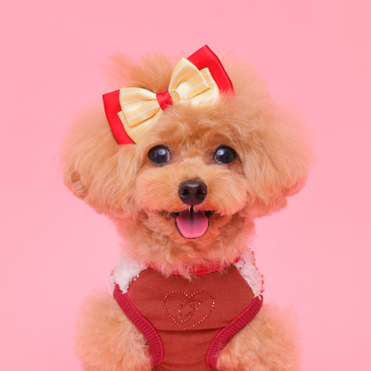 ゴッドピヴァ GODPIVA ☆ご予約☆POTATOバレッタ / ハートバレッタ / デニムチェックフリルバレッタ【小型犬 アクセサリー ヘアアクセサリー セレブ】