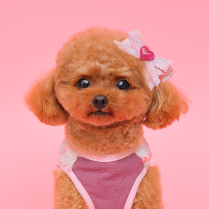 ゴッドピヴァ GODPIVA ☆ご予約☆POTATOバレッタ / ハートバレッタ / デニムチェックフリルバレッタ【小型犬 アクセサリー ヘアアクセサリー セレブ】