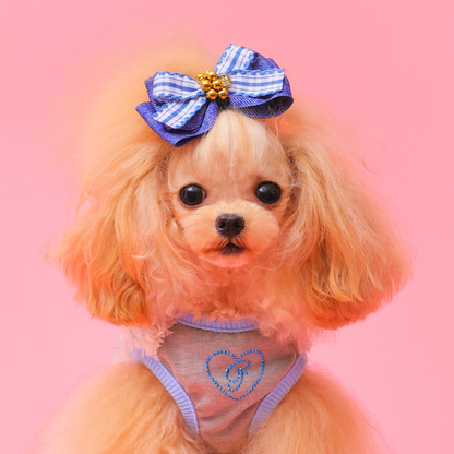 ゴッドピヴァ GODPIVA ☆ご予約☆POTATOバレッタ / ハートバレッタ / デニムチェックフリルバレッタ【小型犬 アクセサリー ヘアアクセサリー セレブ】