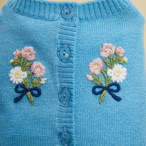 ルイスドッグ louisdog Merino Little Bouquet Cardigan【小型犬 犬服 ドッグウエア トップス フーディ パーカー セレブ】