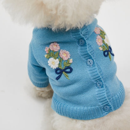 ルイスドッグ louisdog Merino Little Bouquet Cardigan【小型犬 犬服 ドッグウエア トップス フーディ パーカー セレブ】