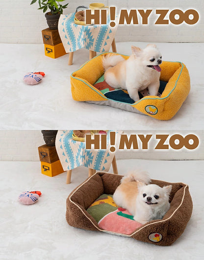 tassu タッス HI! MY ZOO スクエアベッド S 40×31×13cm 犬 猫 ペットベッド 冬用 ふわふわ 滑り止め付き