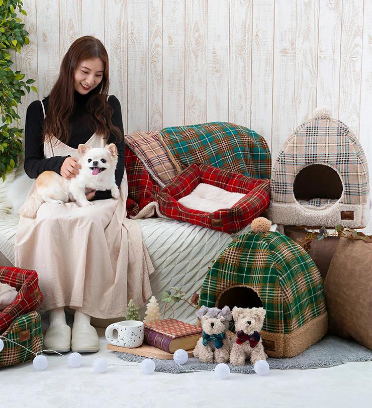 tassu タッス グリュック スクエアベッド M 50×40×15cm 犬 猫 ペットベッド 冬用 ふわふわ 滑り止め付き