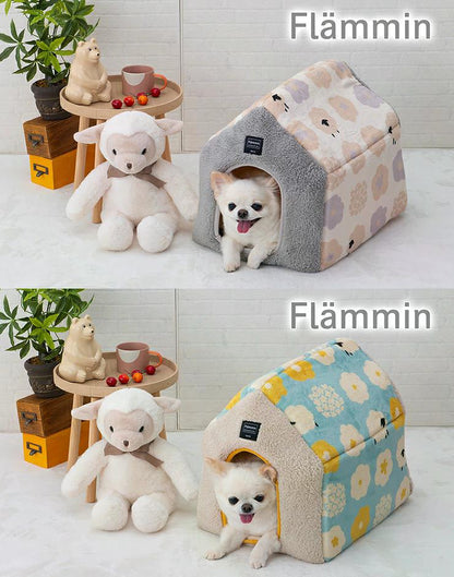 tassu タッス フランミン ハウスベッド 35×40×38cm 犬 猫 ペットベッド 冬用 ふわふわ 滑り止め付き