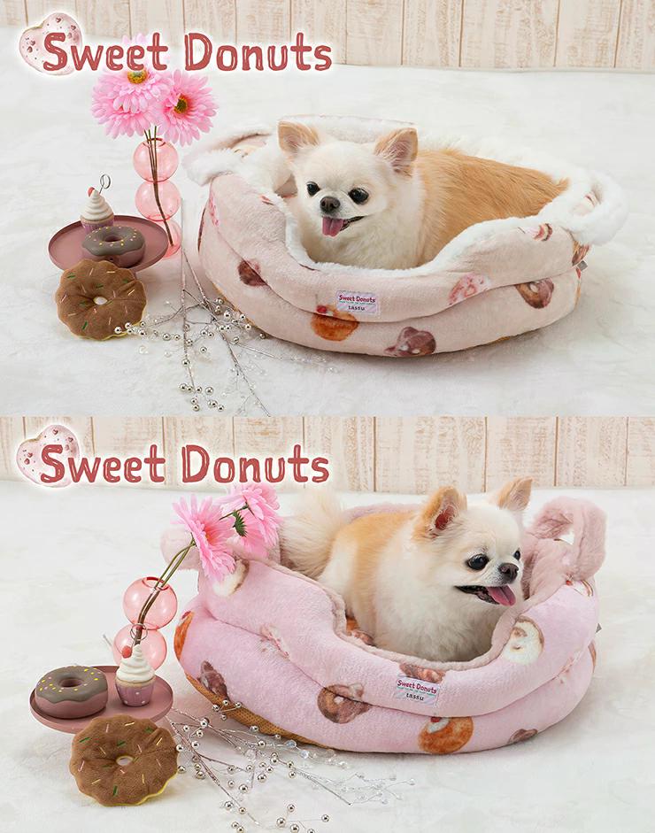 tassu タッス Sweet Donuts オーバルベッド 50×40×15cm 犬 猫 ペットベッド ふわふわ あったか 冬用 滑り止め付き