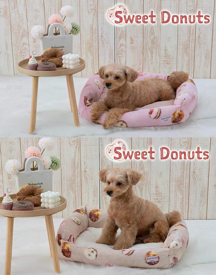 tassu タッス Sweet Donuts スクエアベッド M 50×40×15cm 犬 猫 ペットベッド ふわふわ あったか 冬用 滑り止め付き