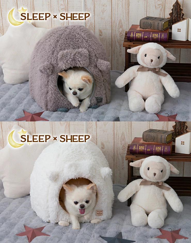 tassu タッス SLEEP×SHEEP ドーム型ベッド 40×40×38cm 犬 猫 ペットベッド ふわふわ あったか 冬用 滑り止め付き