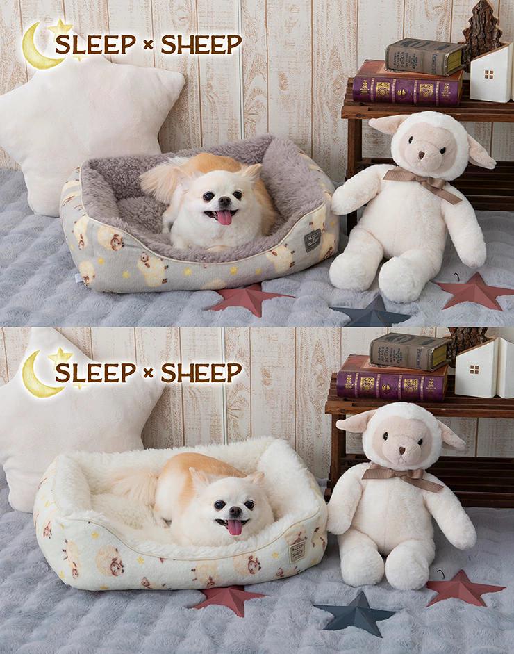 tassu タッス SLEEP×SHEEP スクエアベッド S 40×31×13cm 犬 猫 ペットベッド ふわふわ あったか 冬用 滑り止め付き