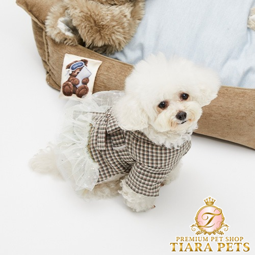ルイスドッグ louisdog Hazel Robe ヘーゼルローブ【小型犬 犬服 ドッグウェア ローブ チュチュ チェック柄 セレブ】