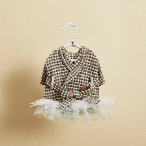 ルイスドッグ louisdog Hazel Robe ヘーゼルローブ【小型犬 犬服 ドッグウェア ローブ チュチュ チェック柄 セレブ】