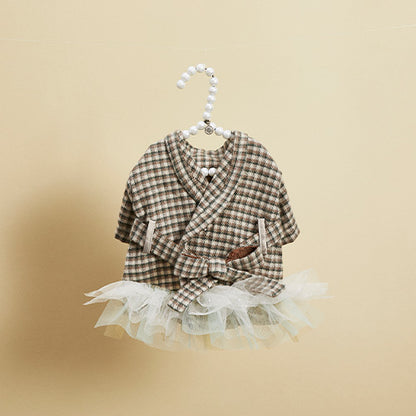 ルイスドッグ louisdog Hazel Robe ヘーゼルローブ【小型犬 犬服 ドッグウェア ローブ チュチュ チェック柄 セレブ】