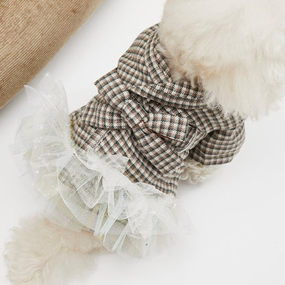 ルイスドッグ louisdog Hazel Robe ヘーゼルローブ【小型犬 犬服 ドッグウェア ローブ チュチュ チェック柄 セレブ】