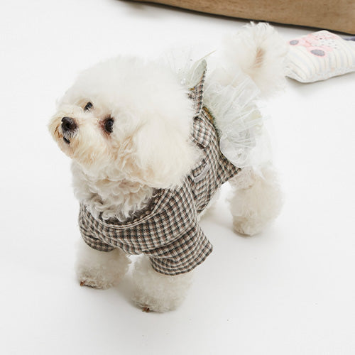 ルイスドッグ louisdog Hazel Robe ヘーゼルローブ【小型犬 犬服 ドッグウェア ローブ チュチュ チェック柄 セレブ】