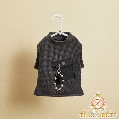 ルイスドッグ louisdog Waffle Pocket Tee ワッフルポケットTシャツ【小型犬 犬服 ドッグウェア 長袖 カットソー セレブ】