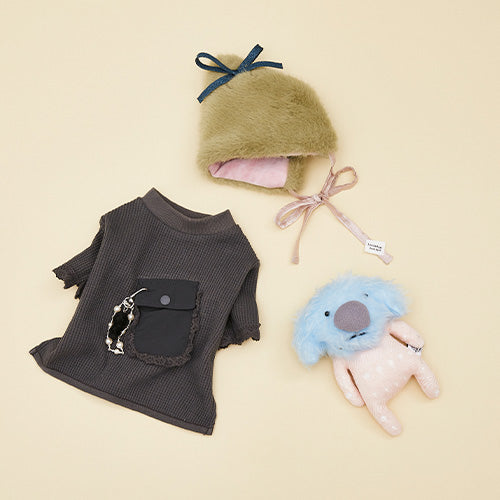 ルイスドッグ louisdog Waffle Pocket Tee ワッフルポケットTシャツ【小型犬 犬服 ドッグウェア 長袖 カットソー セレブ】