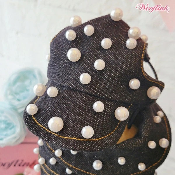 ウーフリンク WOOFLINK MY PEARL DENIM CAP【小型犬 犬服 ウエア 帽子 キャップ セレブ】