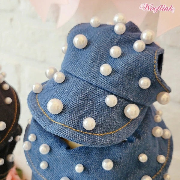 ウーフリンク WOOFLINK MY PEARL DENIM CAP【小型犬 犬服 ウエア 帽子 キャップ セレブ】