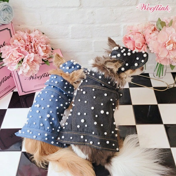 ウーフリンク WOOFLINK MY PEARL DENIM CAP【小型犬 犬服 ウエア 帽子 キャップ セレブ】
