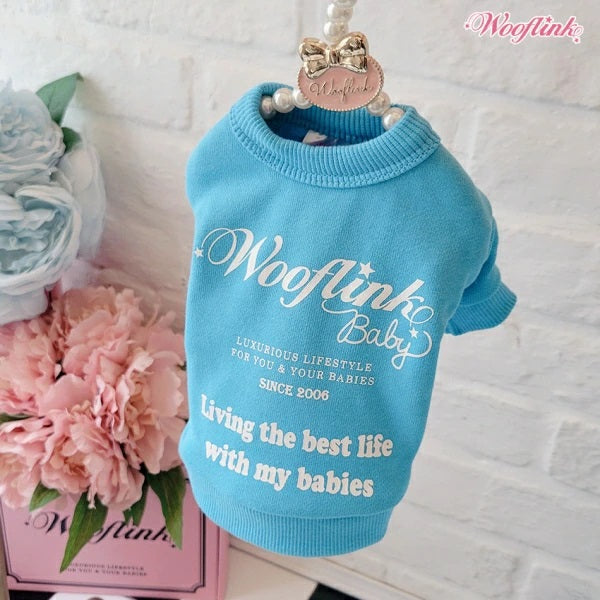 ウーフリンク WOOFLINK LIVING THE BEST LIFE WITH MY BABIES【小型犬 犬服 ウエア トップス スウェット パーカ セレブ】