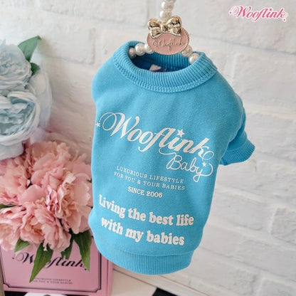 ウーフリンク WOOFLINK LIVING THE BEST LIFE WITH MY BABIES【小型犬 犬服 ウエア トップス スウェット パーカ セレブ】