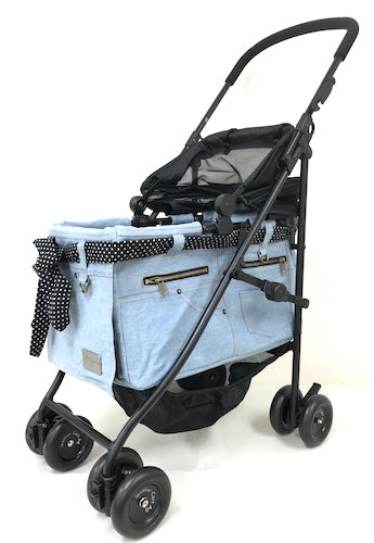 [For changing] Mother Cart Agility Denim [Small dog carrier bag, carrier  cart, pet cart, pet buggy, dog supplies]