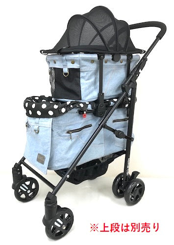 [For changing] Mother Cart Lapre L size denim [Small dog carrier bag,  carrier cart, pet cart, pet buggy, dog supplies]